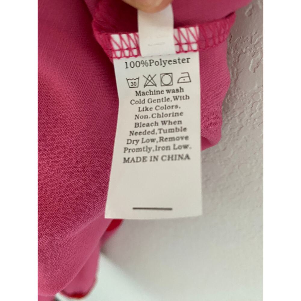 Pink Ric Rac Tiered Mini Dress Hot Pink & Red Sundress Size M - Picture 5 of 6